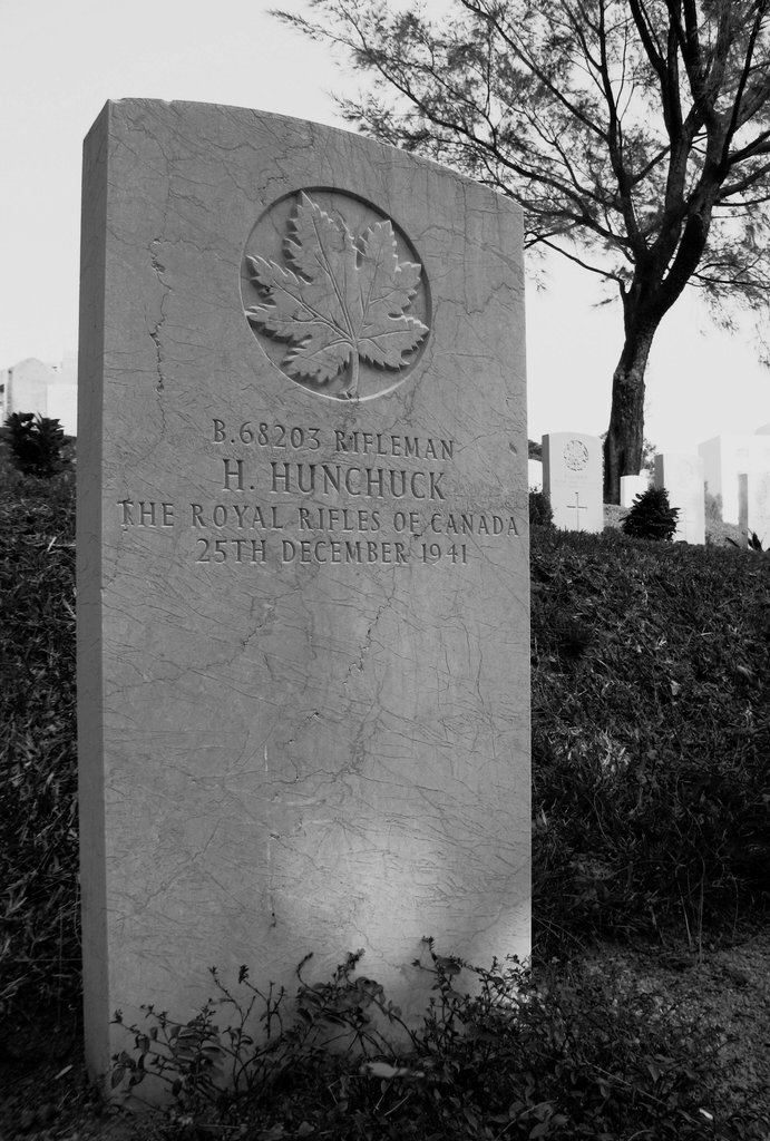 Rifleman Hunchuck of Canadian Royal Rifles Regiment died on 25 December 1941, the day when Hong Kong felled to the Japanese. He could be one of the last few fought to the end and got killed in action. 