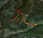 2010年6月14日發雲界落山至江西省安福縣泰山鄉文家村, 步程約4小時. 隨後乘車往廣東省河源市和平縣幸福大酒樓晚飯, 飯後入住和平縣世紀大酒店. 中午在旅遊車上乾糧大休
20100614google