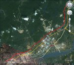 2010年6月15日, 廣東省河源市和平縣, 往一遊東山公園後往古竹午飯品嘗河鮮. 隨後往馬鞍山下村落探村路, 但因水浸路不通唯有回頭. 後乘車往廣東省惠東縣黃埠鎮入住金都大酒店 20100615google